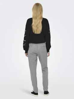 Only Hosen*ONLPOPTRASH-ELISE EASY MELANGE PANT NOOS Light Grey Melange