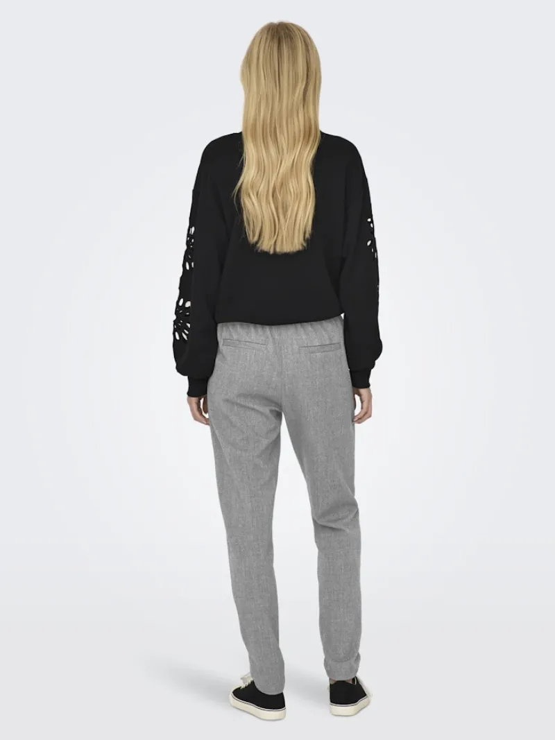 Only Hosen*ONLPOPTRASH-ELISE EASY MELANGE PANT NOOS Light Grey Melange