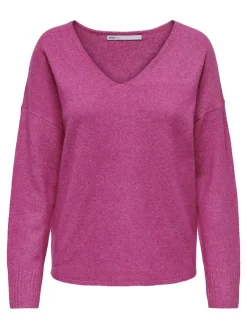 Only Pullover & Sweatshirts*ONLRICA L/S V-NECK PULLO KNT NOOS raspberry rose