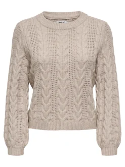 Only Pullover & Sweatshirts*ONLRUBINA LIFE LS CABLE O-NECK KNT NOOS Mocha Meringue
