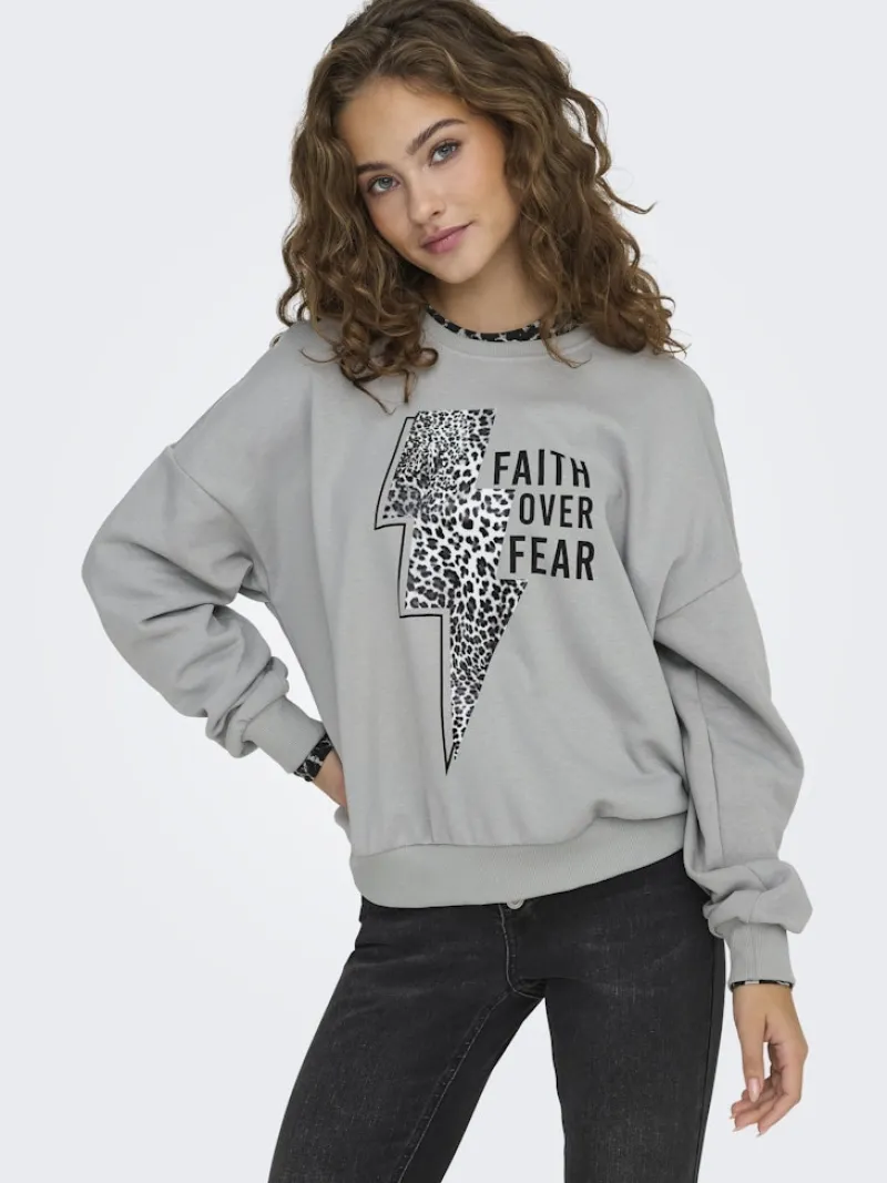 Only Pullover & Sweatshirts*ONLRUNA L/S O-NECK BOX CC SWT ultimate grey