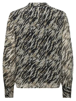 Only Blusen*ONLSABBIE LIFE L/S HIGHNECK TOP WVN CS Aqua Gray