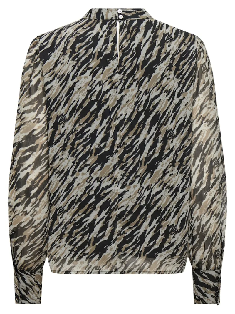 Only Blusen*ONLSABBIE LIFE L/S HIGHNECK TOP WVN CS Aqua Gray