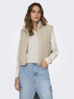 Only Westen*ONLSANDRA LIFETEDDY WAISTCOAT ZIP CS OTW pumice stone