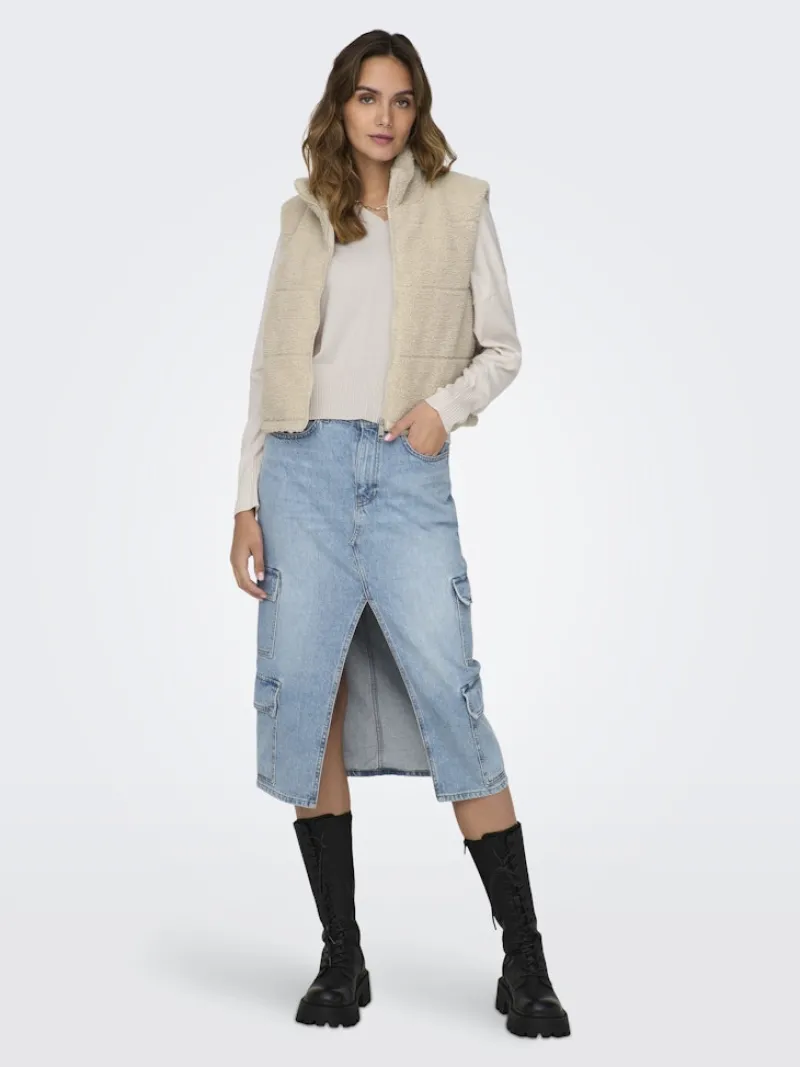 Only Westen*ONLSANDRA LIFETEDDY WAISTCOAT ZIP CS OTW pumice stone