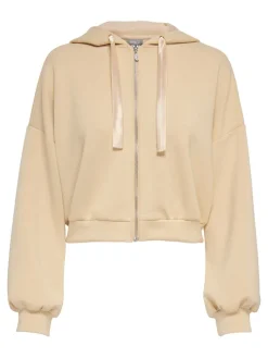 Only Pullover & Sweatshirts*ONLSCARLETT L/S SATEEN MIX ZIP HOOD SWT irish cream