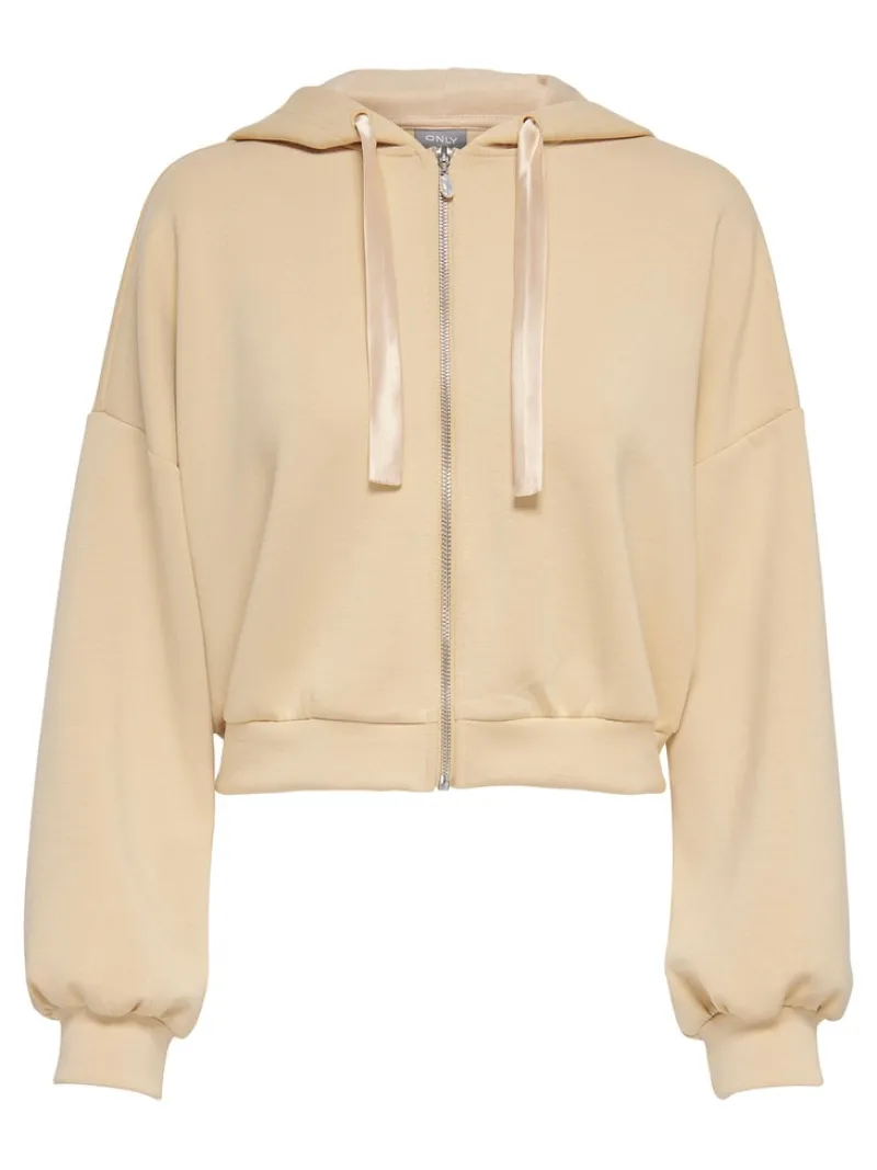 Only Pullover & Sweatshirts*ONLSCARLETT L/S SATEEN MIX ZIP HOOD SWT irish cream