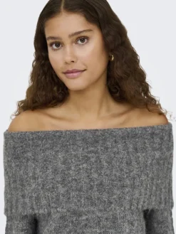Only Pullover & Sweatshirts*ONLSHINE LS OFF SHOULDER CC KNT Medium Grey Melange