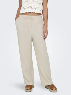Only Hosen*ONLSIESTA MW PULL-UP LINEN BL PNT NOOS moonbeam
