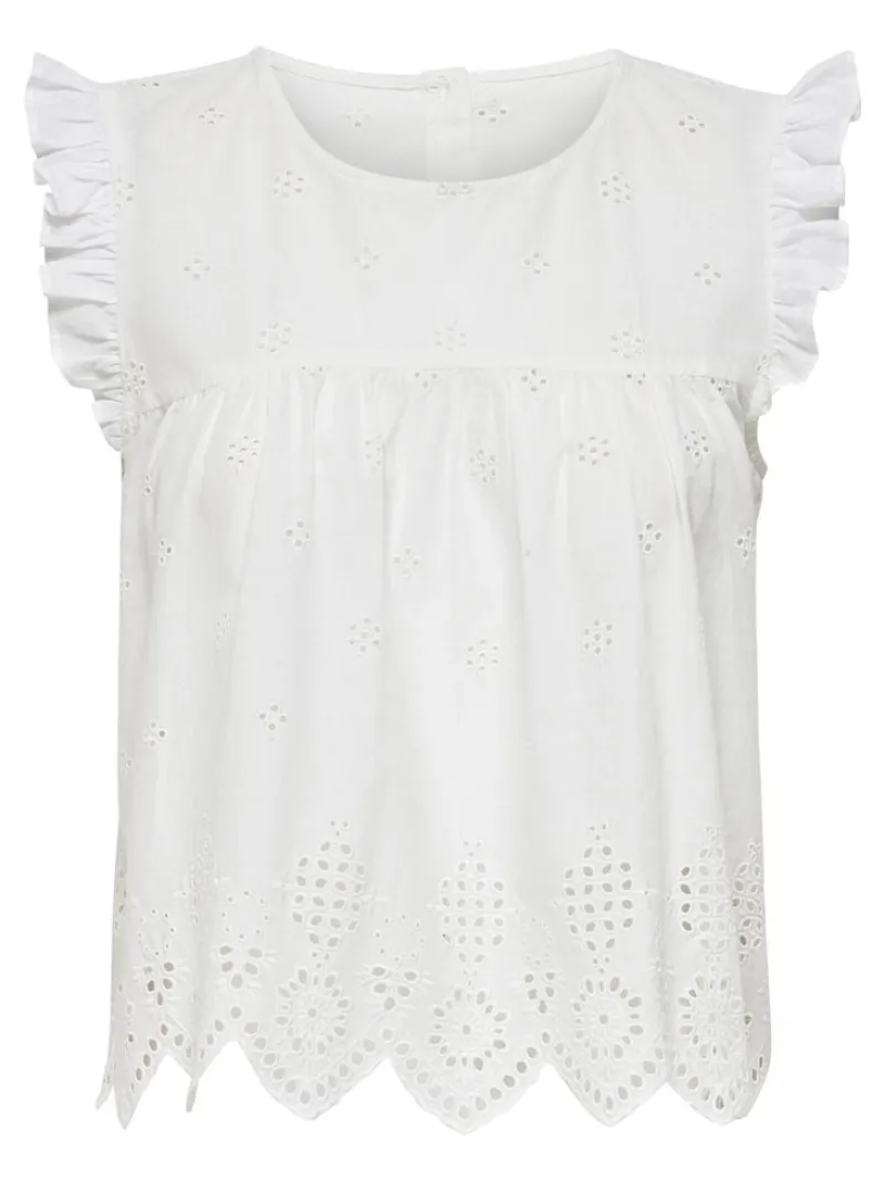 Only Blusen*ONLSILLA LIFE S/L FRILL TOP WVN NOOS Cloud Dancer