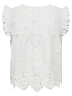 Only Blusen*ONLSILLA LIFE S/L FRILL TOP WVN NOOS Cloud Dancer