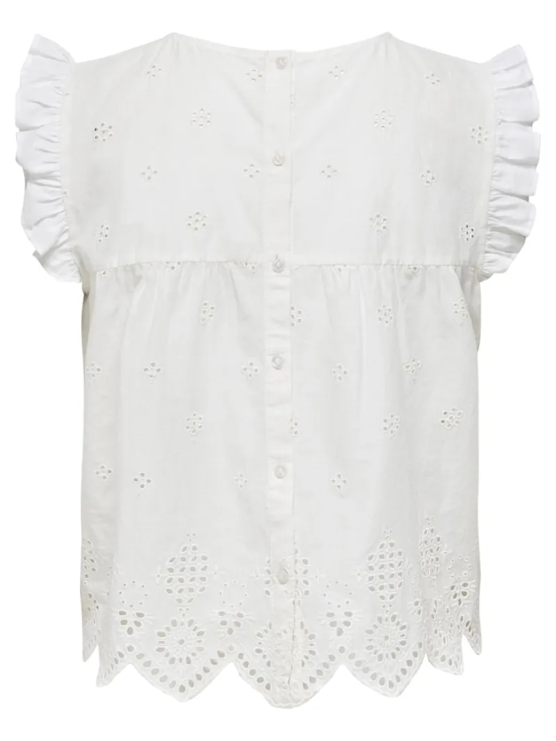 Only Blusen*ONLSILLA LIFE S/L FRILL TOP WVN NOOS Cloud Dancer