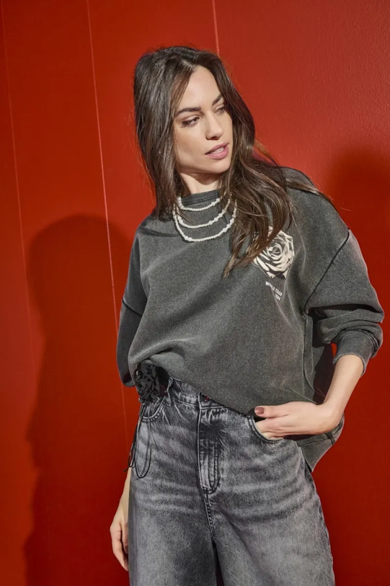 Only Pullover & Sweatshirts*ONLSINNA L/S O-NECK PRINT BOX SWT Black