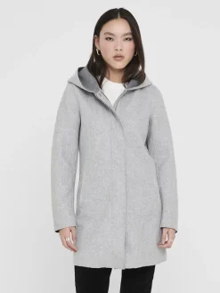 Only Jacken*ONLSIRI BONDED HOOD COAT CC OTW Light Grey Melange
