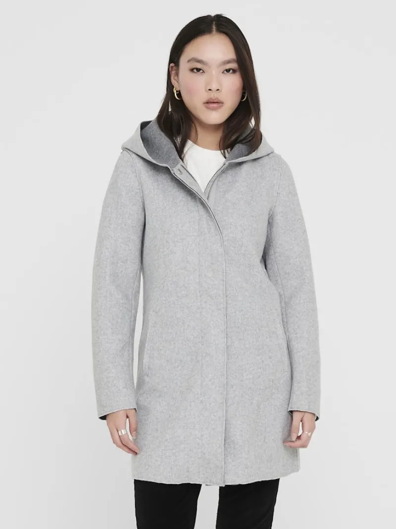 Only Jacken*ONLSIRI BONDED HOOD COAT CC OTW Light Grey Melange