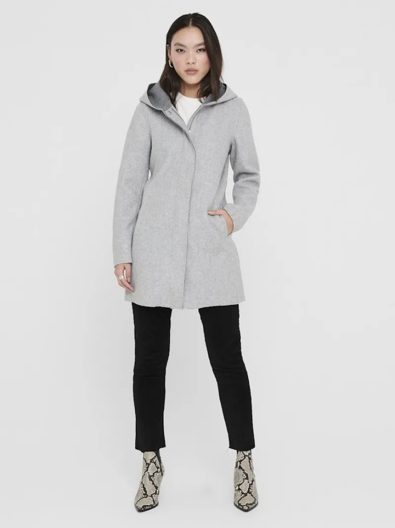 Only Jacken*ONLSIRI BONDED HOOD COAT CC OTW Light Grey Melange