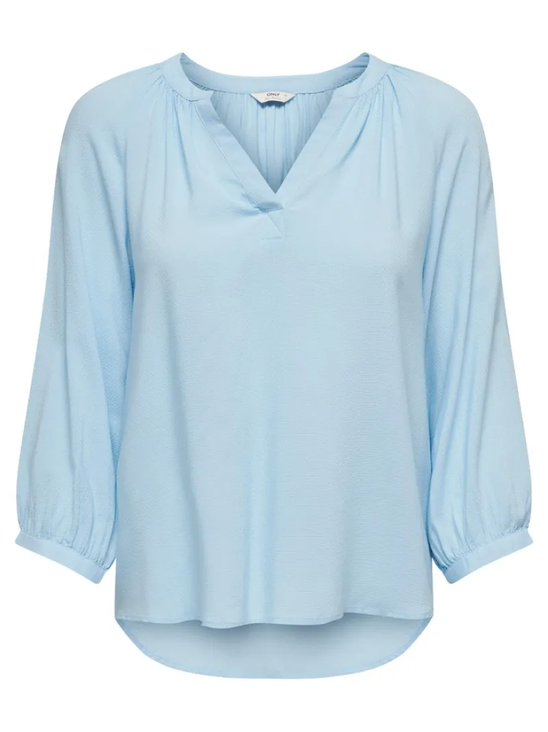 Only Blusen*ONLSKY 3/4 V-NECK TOP WVN CS Clear Sky