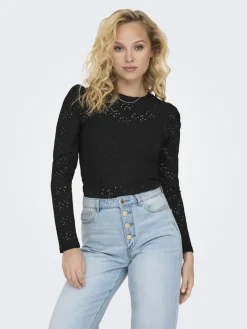 Only Shirts*ONLSMILLA L/S O-NECK PUFF TOP JRS Black