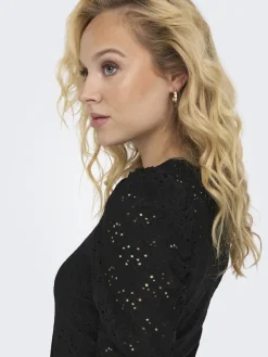 Only Shirts*ONLSMILLA L/S O-NECK PUFF TOP JRS Black