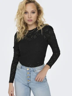 Only Shirts*ONLSMILLA L/S O-NECK PUFF TOP JRS Black