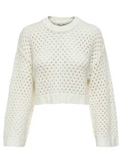 Only Pullover & Sweatshirts*ONLSMILLA SHORT PULLOVER L/S KNT NOOS marshmallow