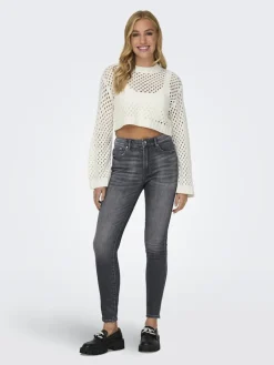 Only Pullover & Sweatshirts*ONLSMILLA SHORT PULLOVER L/S KNT NOOS marshmallow