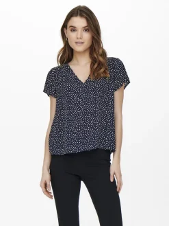 Only Blusen*ONLSONJA LIFE S/S V-NECK TOP PTM night sky1