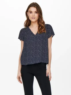 Only Blusen*ONLSONJA LIFE S/S V-NECK TOP PTM night sky1