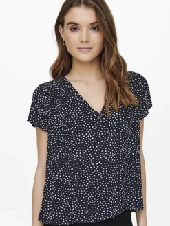 Only Blusen*ONLSONJA LIFE S/S V-NECK TOP PTM night sky1
