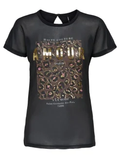 Only Shirts*ONLSONYA S/S FLOWER TOP BOX JRS Black