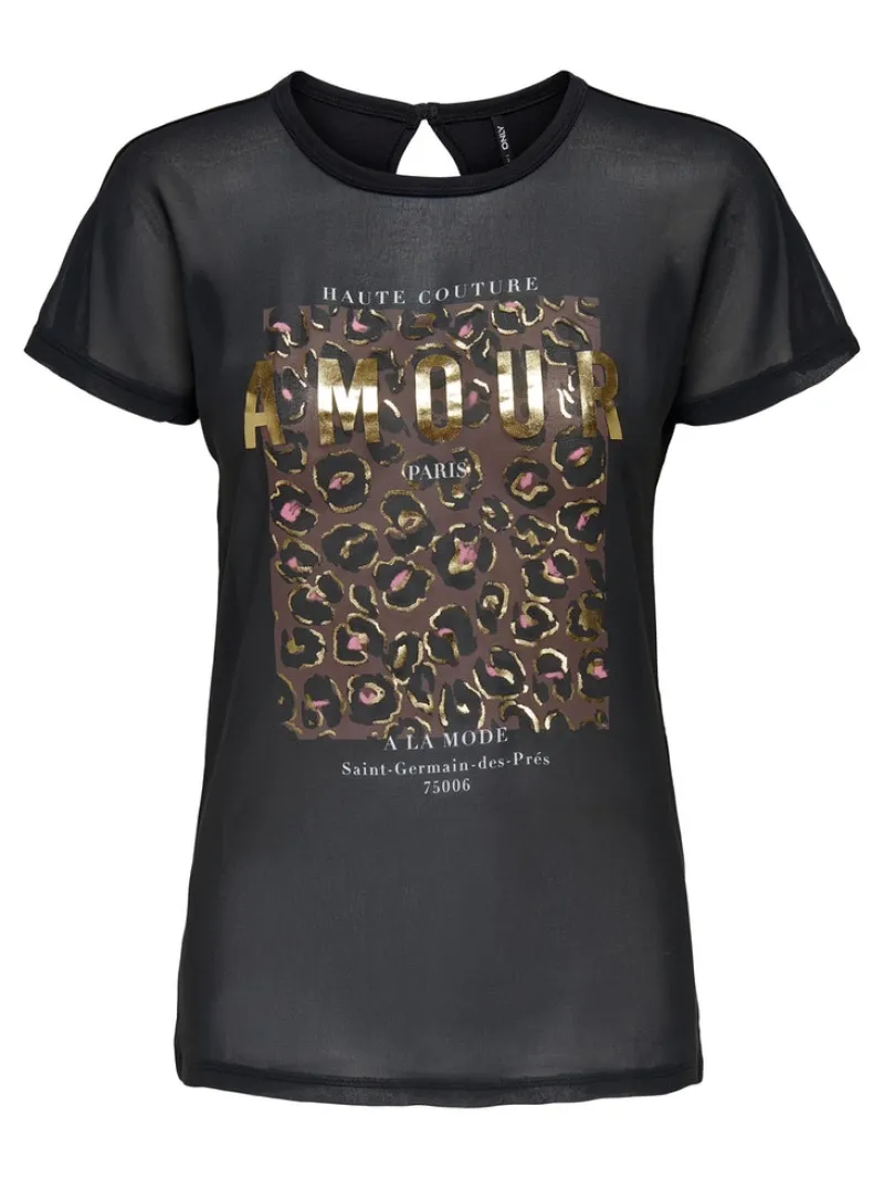 Only Shirts*ONLSONYA S/S FLOWER TOP BOX JRS Black