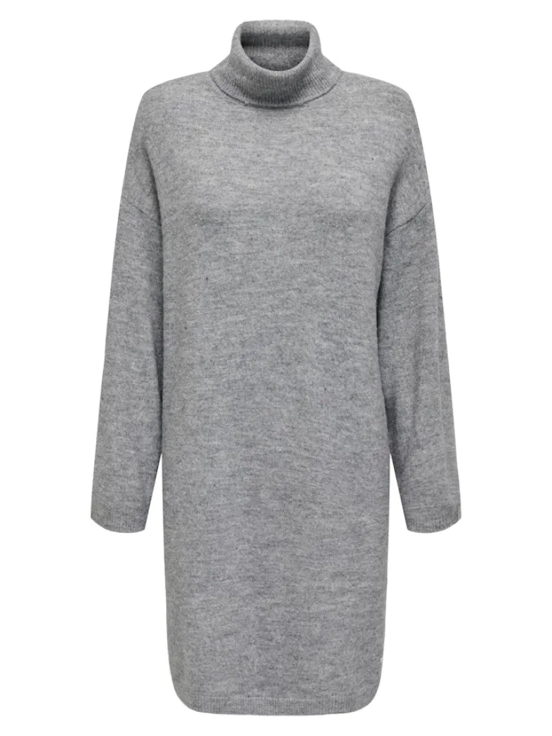 Only Kleider*ONLTALIO LS STRIPE ROLLNECK DRESS BF KNT Light Grey Melange