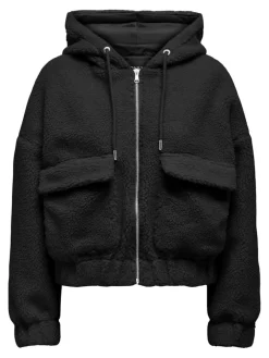Only Jacken*ONLTANJA TEDDY HOOD JACKET OTW NOOS Black