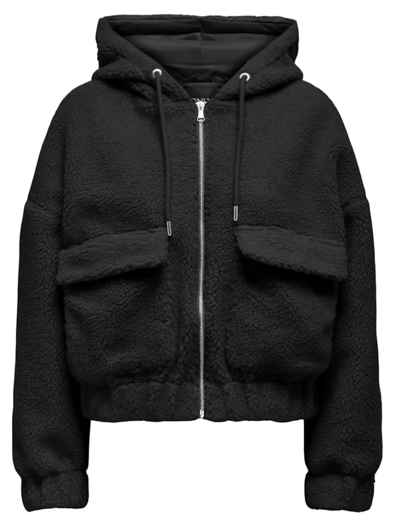 Only Jacken*ONLTANJA TEDDY HOOD JACKET OTW NOOS Black