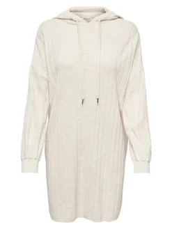 Only Kleider*ONLTESSA CAREY L/S HOOD DRESS KNT pumice stone