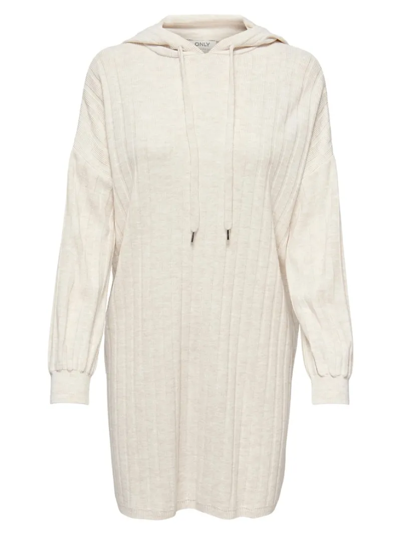 Only Kleider*ONLTESSA CAREY L/S HOOD DRESS KNT pumice stone