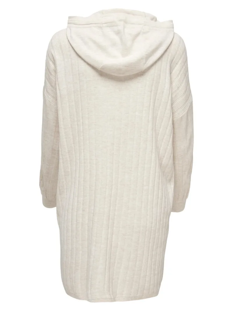 Only Kleider*ONLTESSA CAREY L/S HOOD DRESS KNT pumice stone