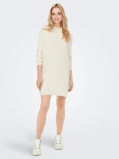 Only Kleider*ONLTESSA CAREY L/S HOOD DRESS KNT pumice stone