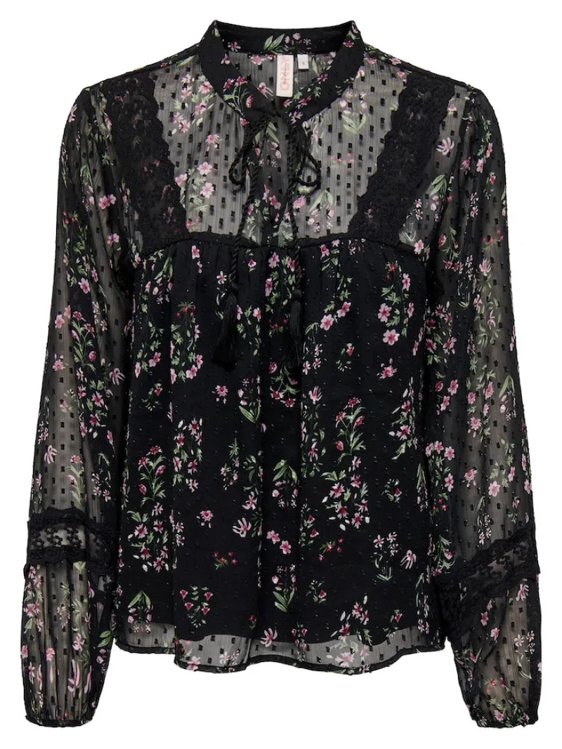 Only Blusen*ONLTESSA ELIZA LS TOP WVN Black