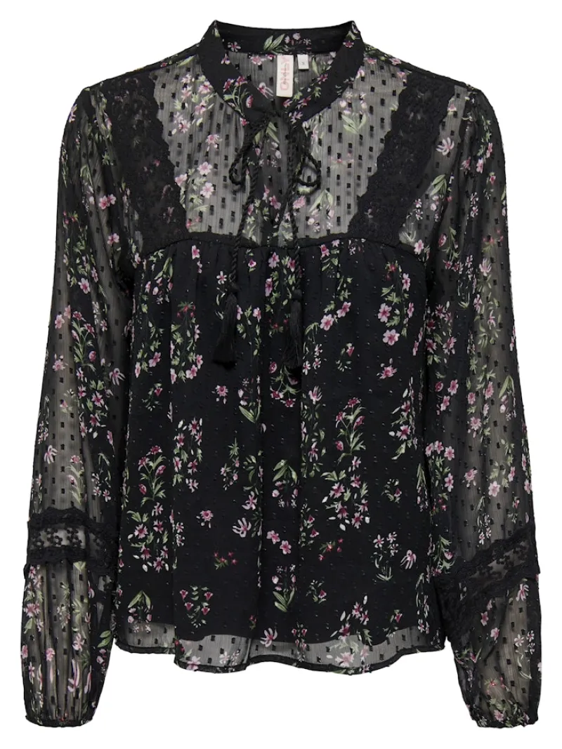 Only Blusen*ONLTESSA ELIZA LS TOP WVN Black