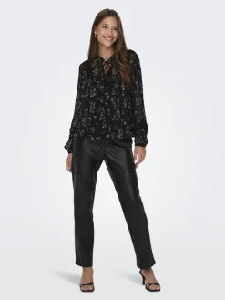 Only Blusen*ONLTESSA ELIZA LS TOP WVN Black