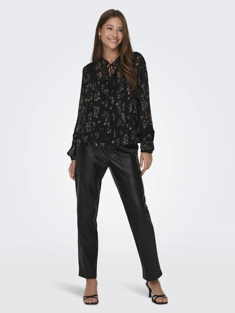 Only Blusen*ONLTESSA ELIZA LS TOP WVN Black