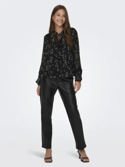 Only Blusen*ONLTESSA ELIZA LS TOP WVN Black