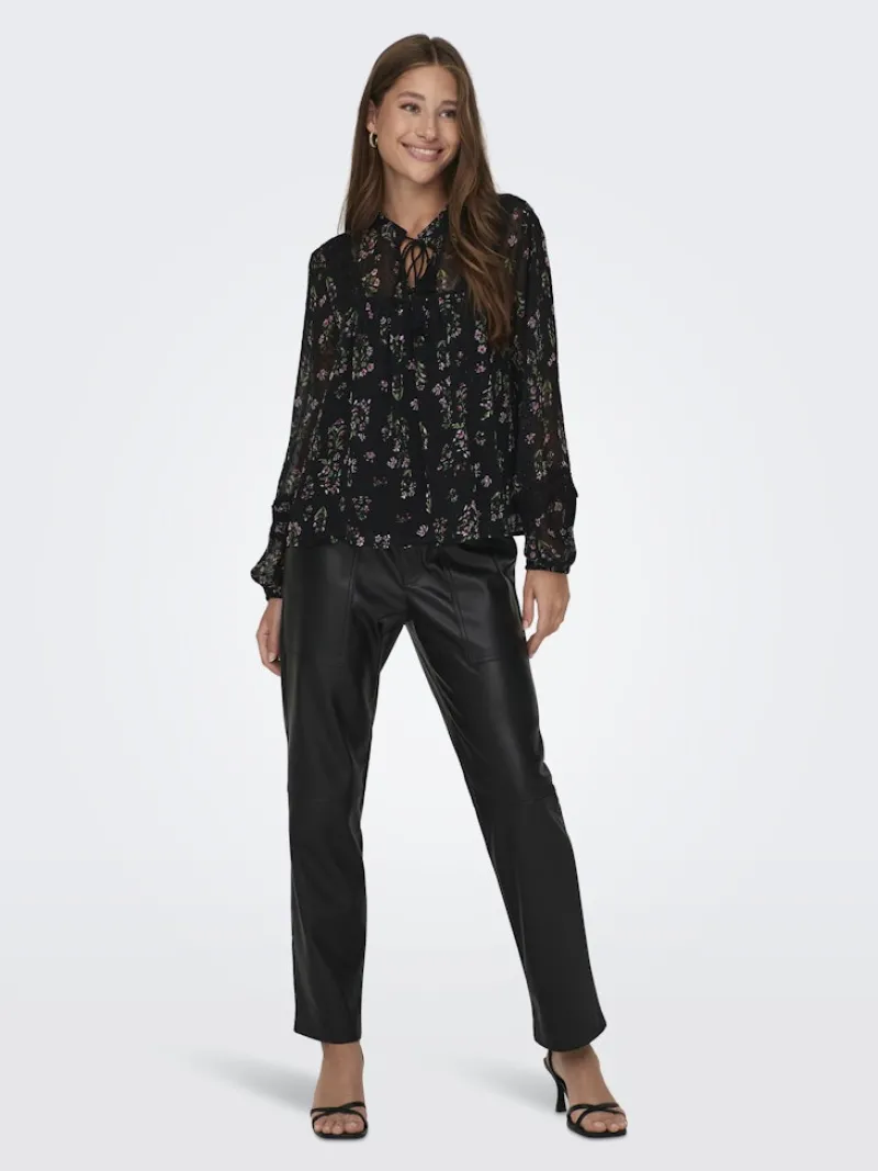 Only Blusen*ONLTESSA ELIZA LS TOP WVN Black