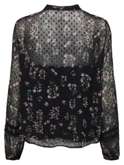 Only Blusen*ONLTESSA ELIZA LS TOP WVN Black