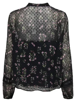 Only Blusen*ONLTESSA ELIZA LS TOP WVN Black