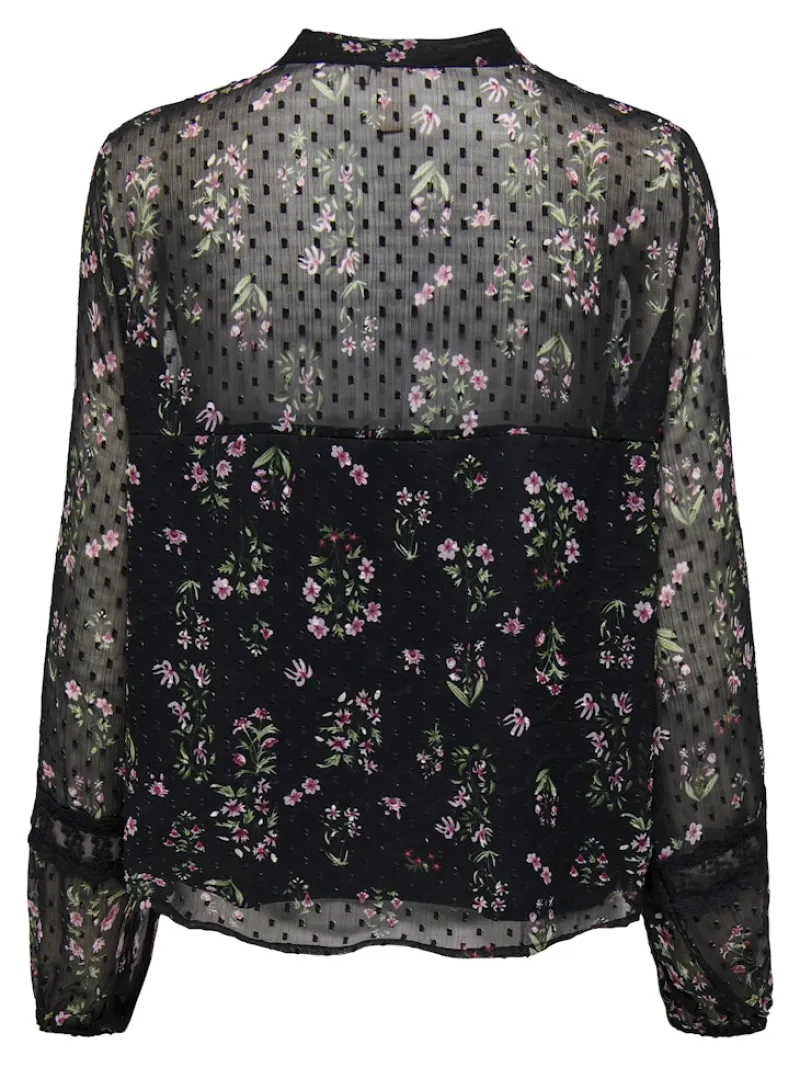 Only Blusen*ONLTESSA ELIZA LS TOP WVN Black