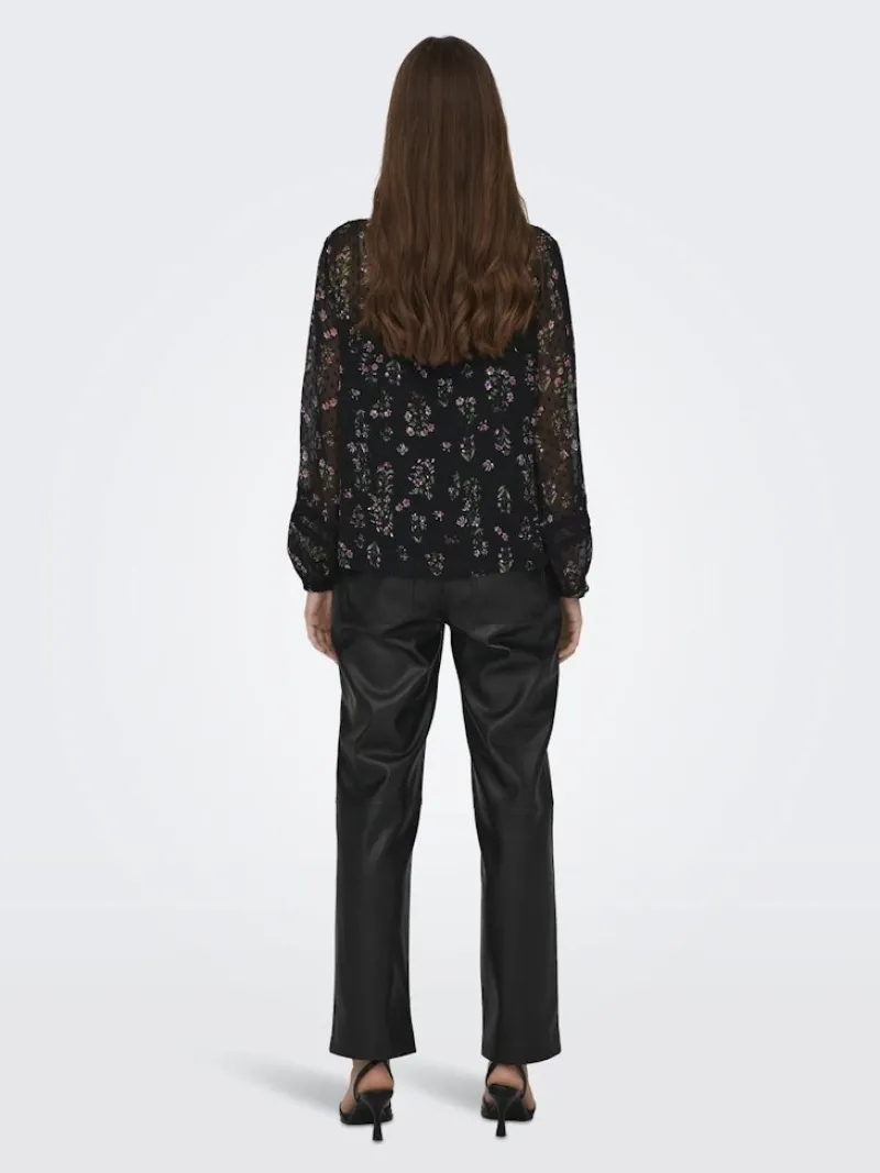 Only Blusen*ONLTESSA ELIZA LS TOP WVN Black
