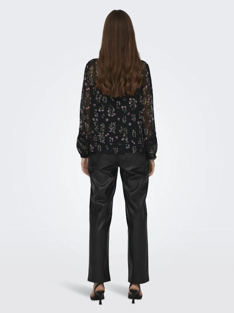 Only Blusen*ONLTESSA ELIZA LS TOP WVN Black
