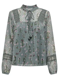 Only Blusen*ONLTESSA ELIZA LS TOP WVN Balsam Green